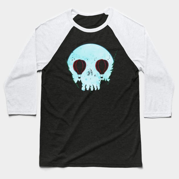 Skull Moon Baseball T-Shirt by LVBart